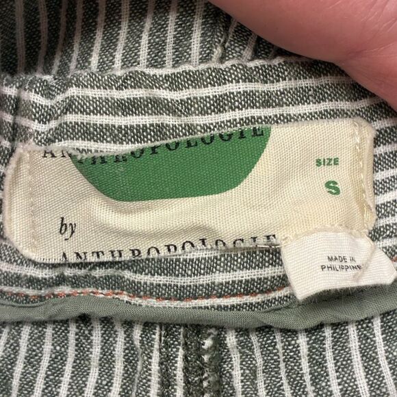 ANTHROPOLOGIE Seashore Linen Pants Green White Stripe Women’s Size Small - Picture 8 of 9